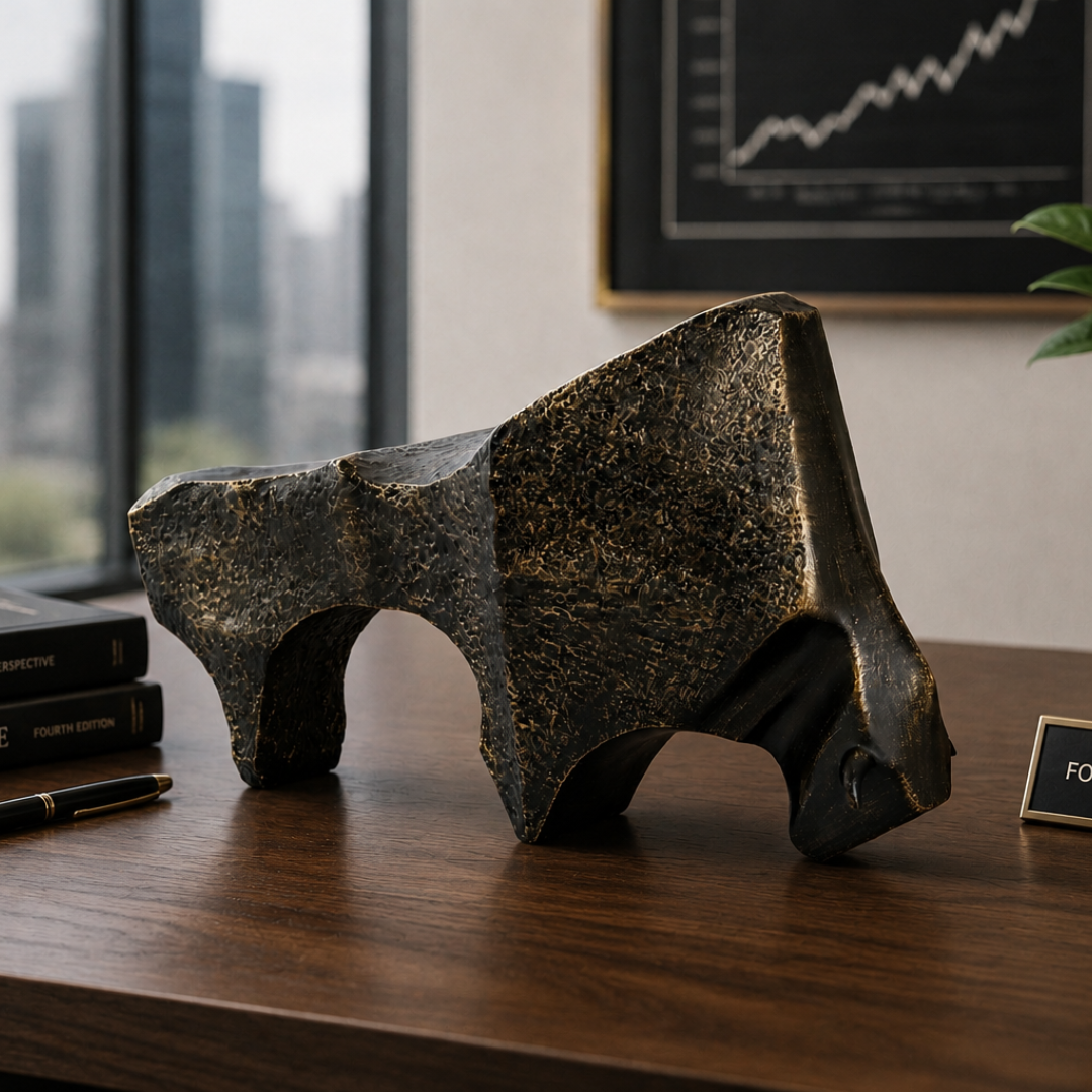 Abstract Charging Bull Desk Sculpture
