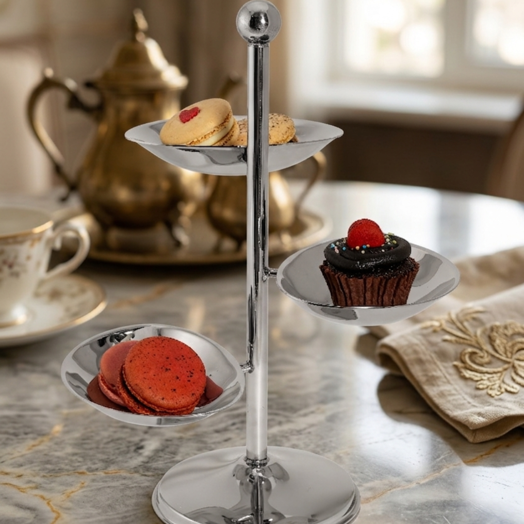 Classic Three-Tier Serving Stand in Stainless Steel