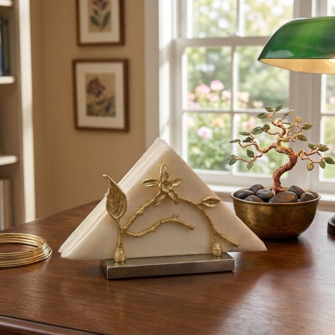 Luxury Gold Floral Napkin Holder