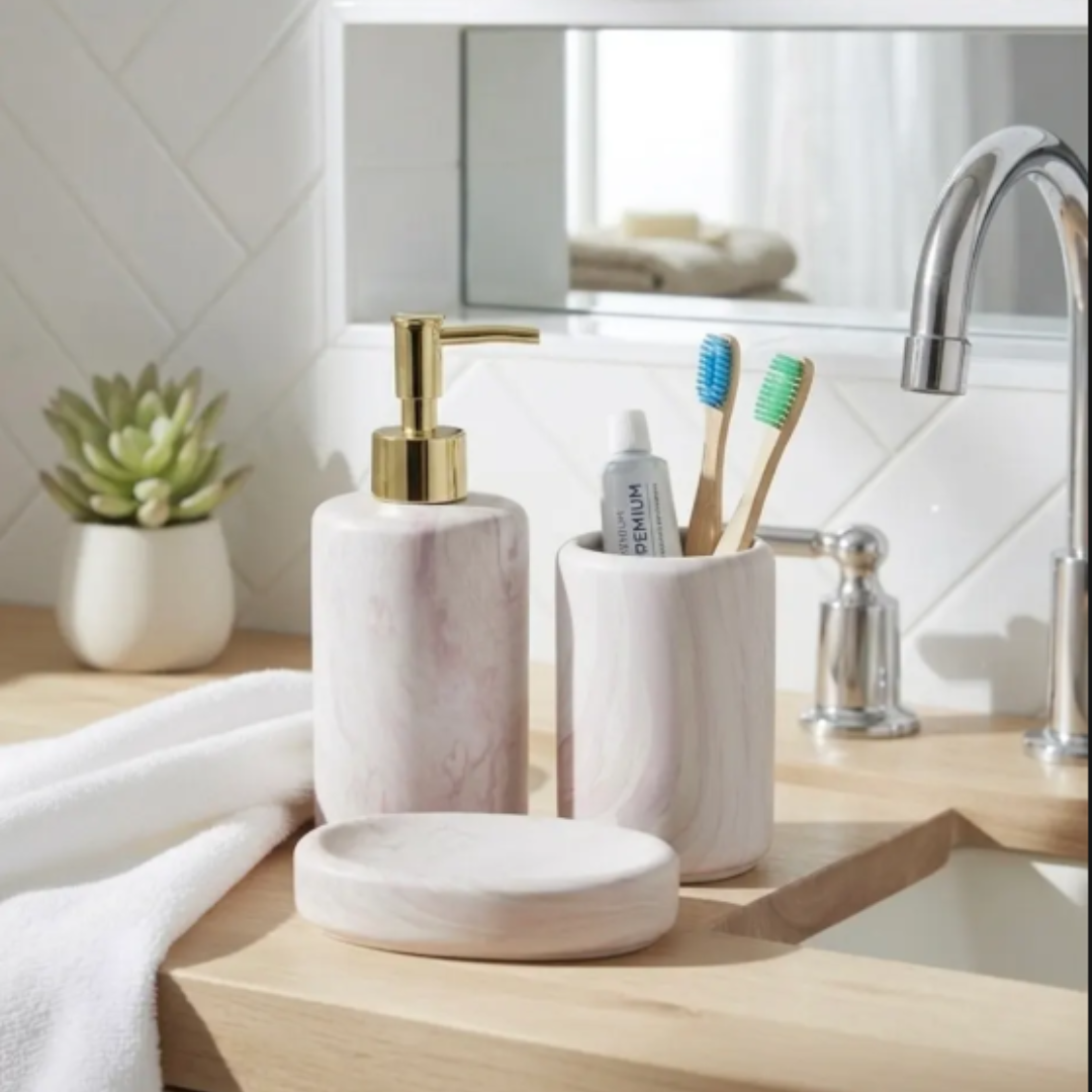 Refined Marble Aesthetic Luxe Bathroom Accesory