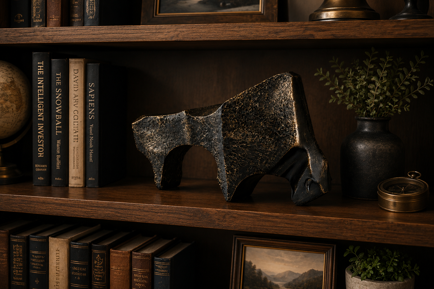 Abstract Charging Bull Desk Sculpture