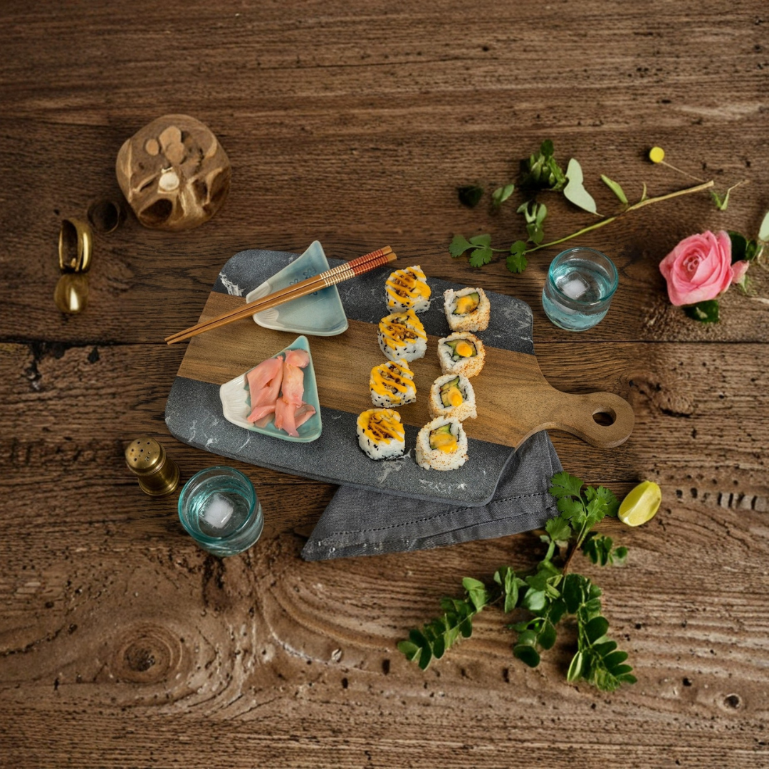 Luxury Marble-Wood Serving Platter
