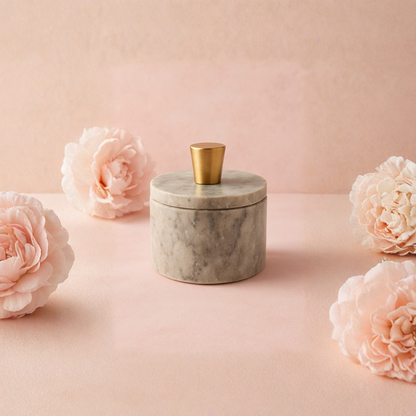 Minimal Gold Accent Marble Trinket Box