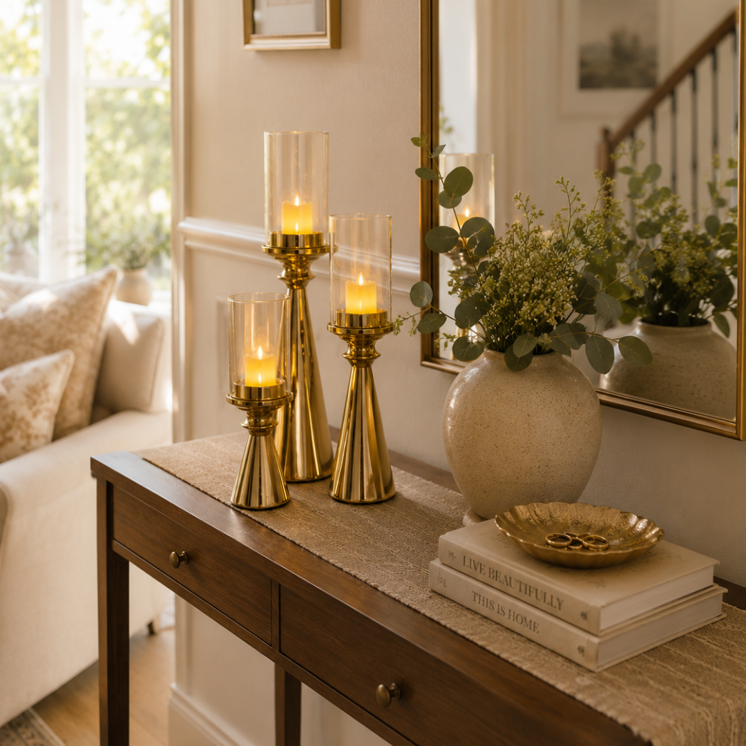 Luxury Golden Candle Holder Set