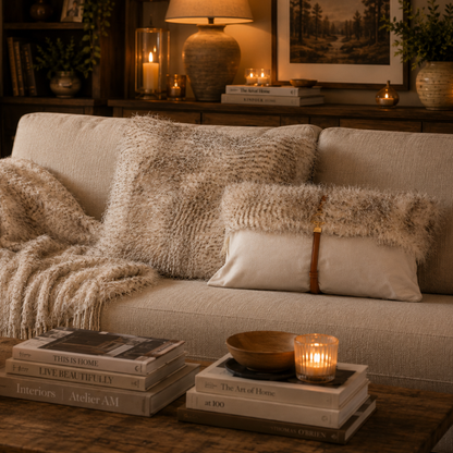 Faux fur with metallic thread detailing
