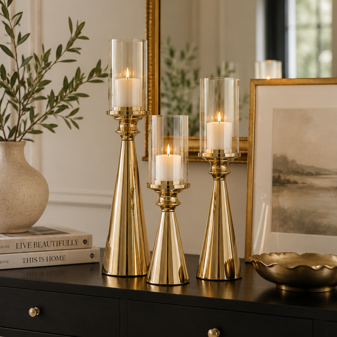 Luxury Golden Candle Holder Set