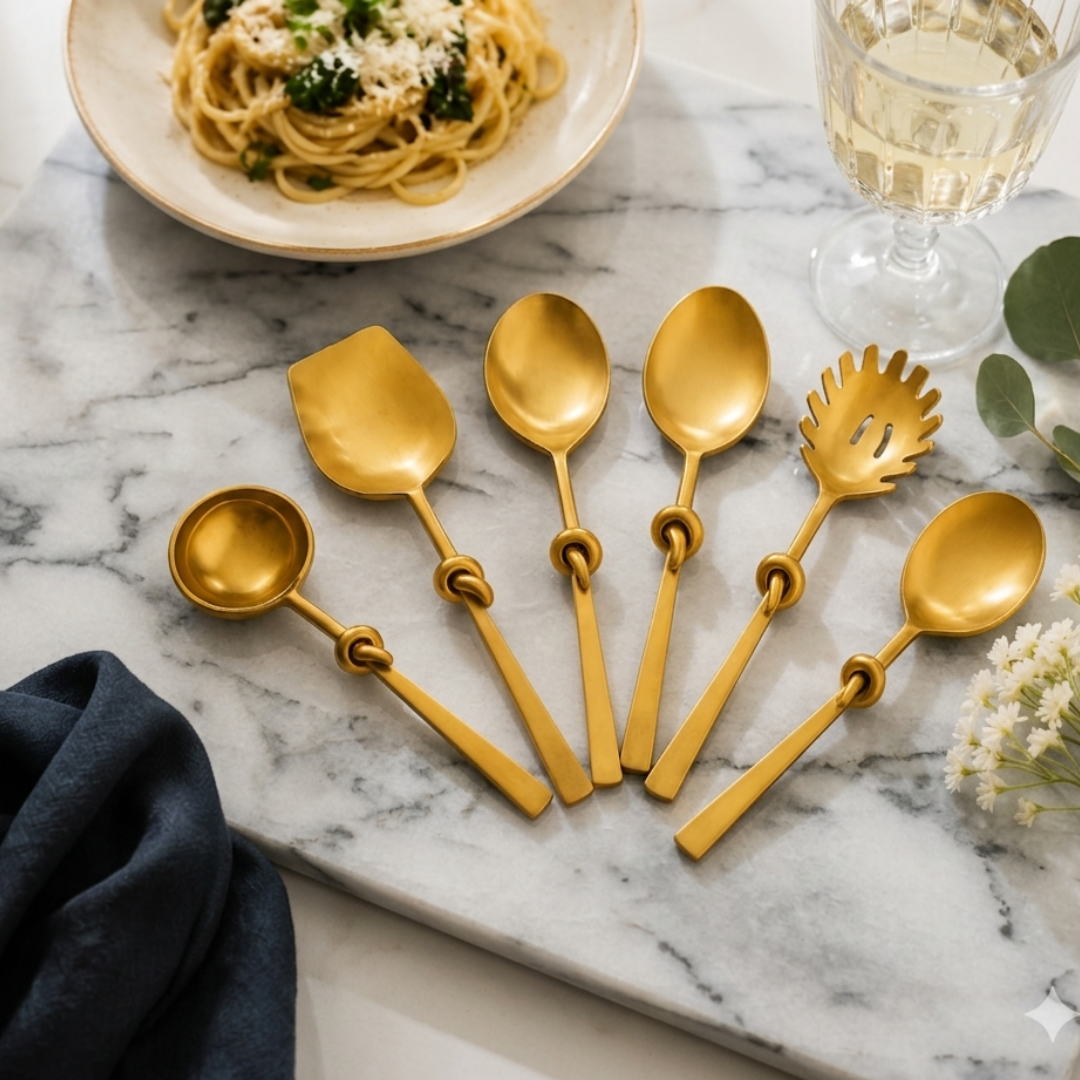 Knotted Luxe Gold Serveware Set  (Set of 6)