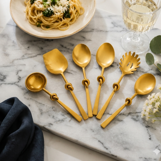 Knotted Luxe Gold Serveware Set  (Set of 6)