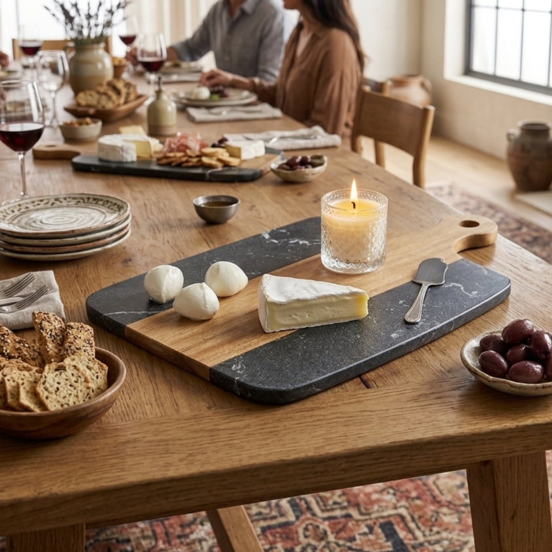 Luxury Marble-Wood Serving Platter