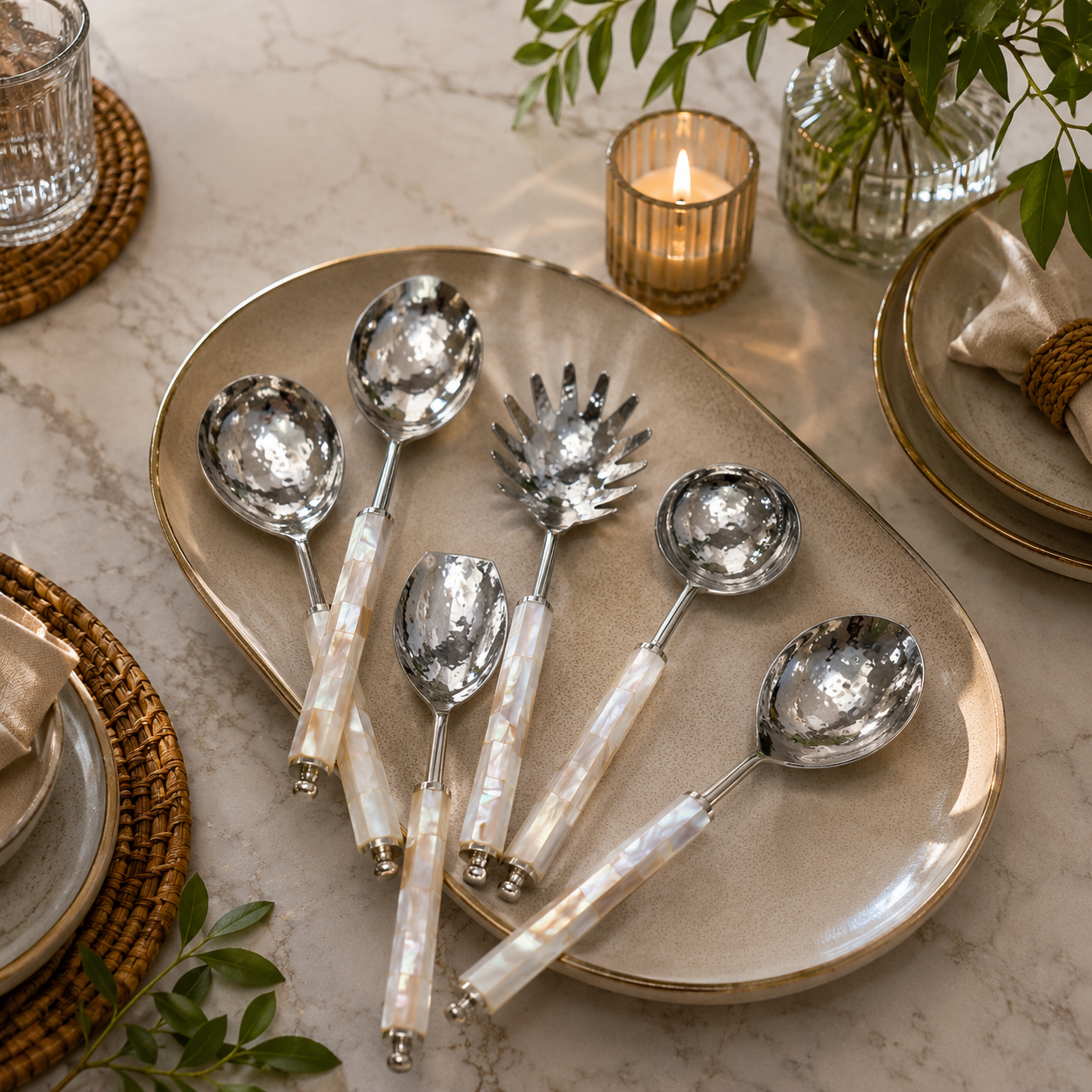 Pearl Luxe Silver Cutlery Set