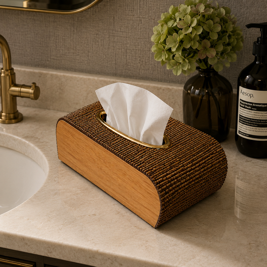 Wooden Tissue Holder - dark brown