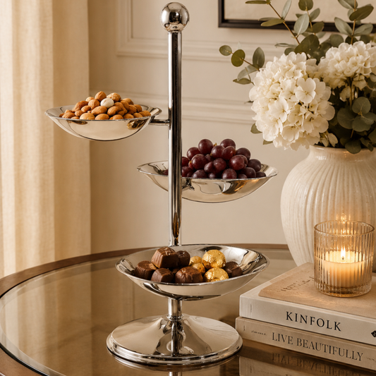 Classic Three-Tier Serving Stand in Stainless Steel