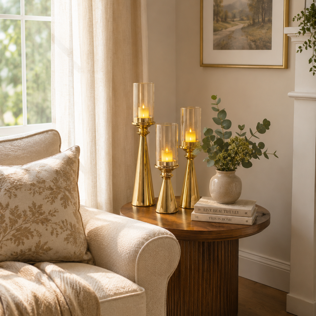 Luxury Golden Candle Holder Set
