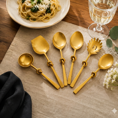 Knotted Luxe Gold Serveware Set  (Set of 6)