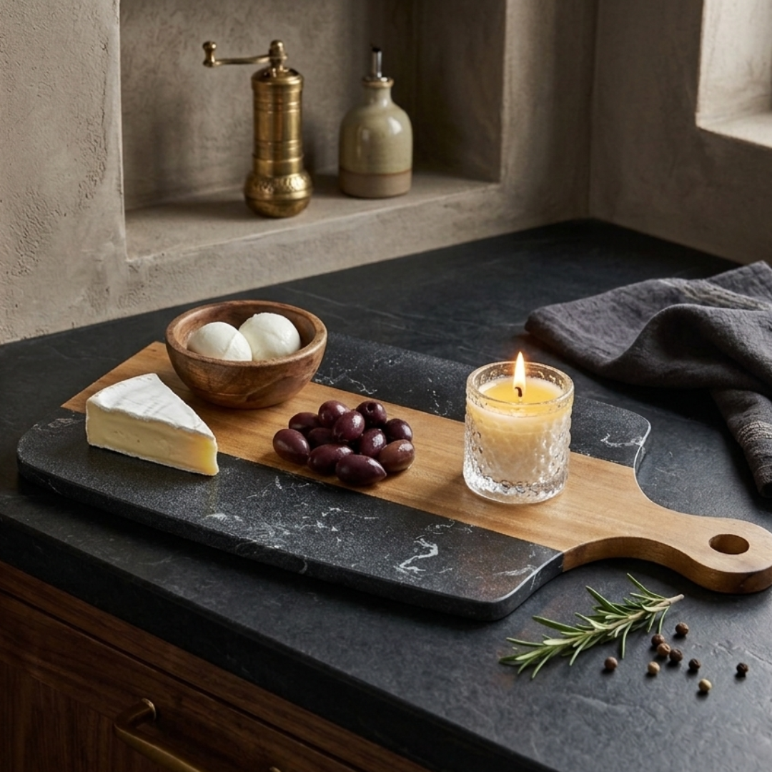 Luxury Marble-Wood Serving Platter