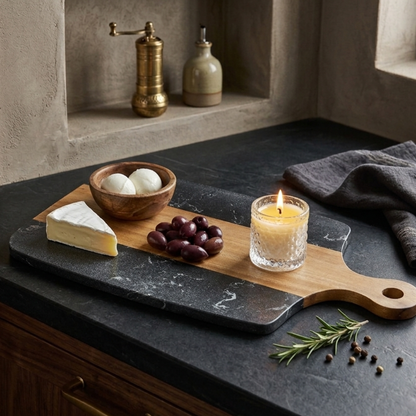 Luxury Marble-Wood Serving Platter