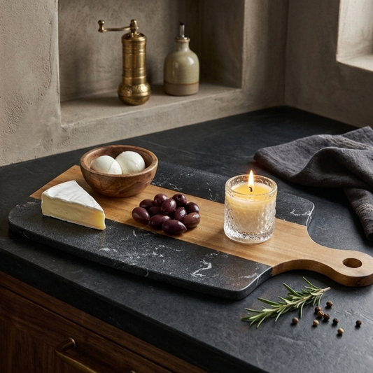 Luxury Marble-Wood Serving Platter