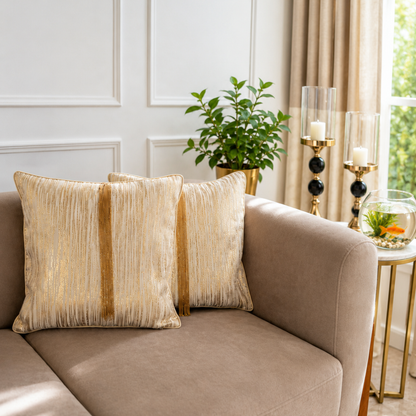 Gold Striped Luxe Cushion Cover