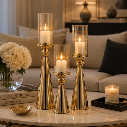 Luxury Golden Candle Holder Set