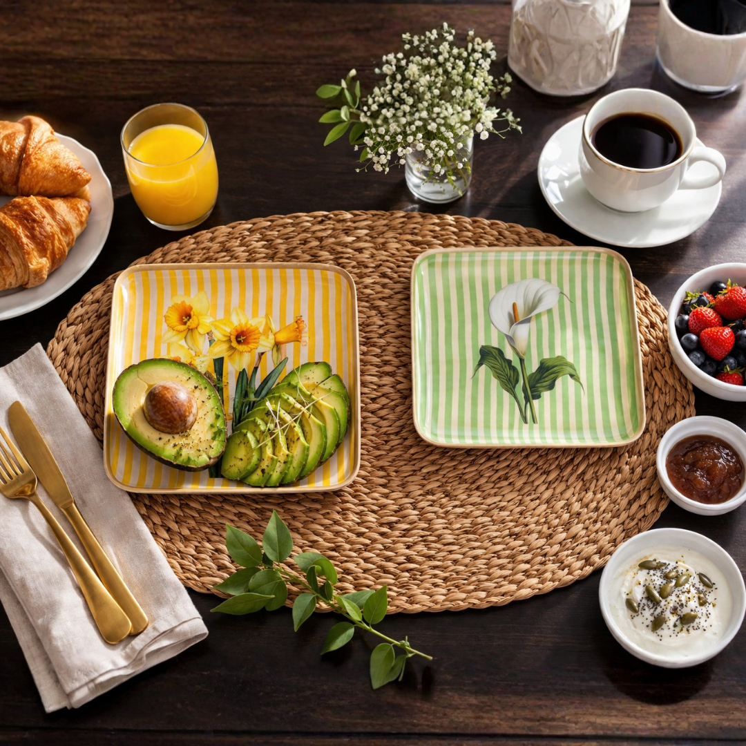 Yellow Floral Print Tray