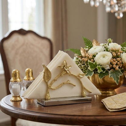 Luxury Gold Floral Napkin  Holder