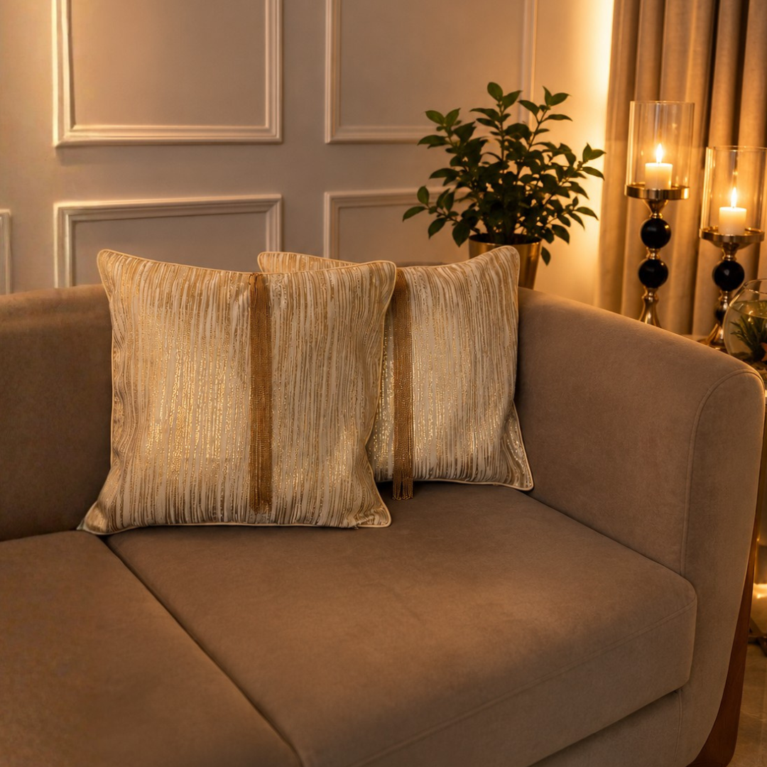 Gold Striped Luxe Cushion Cover