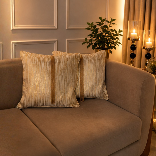 Gold Striped Luxe Cushion Cover