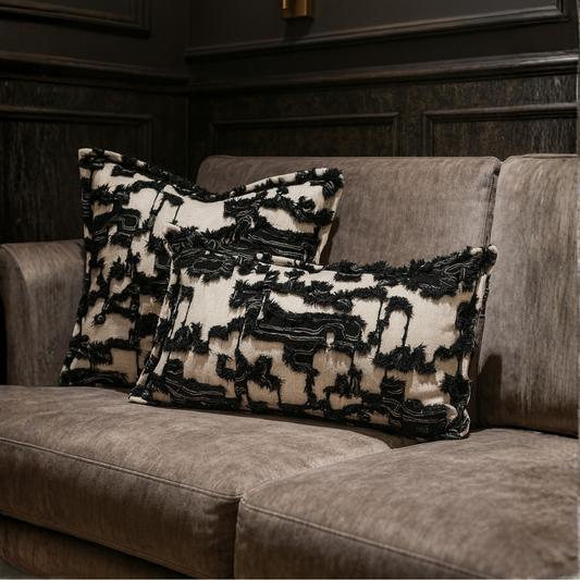 Abstract Black & White Textured Cushion Cover