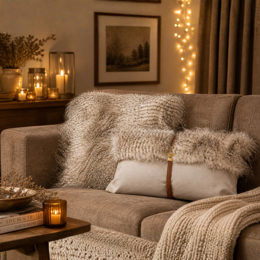 Faux fur with metallic thread detailing