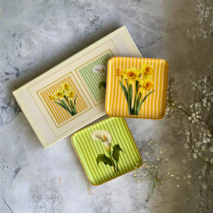Yellow Floral Print Tray
