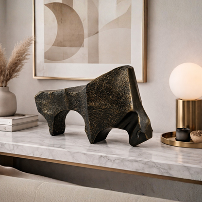 Abstract Charging Bull Desk Sculpture