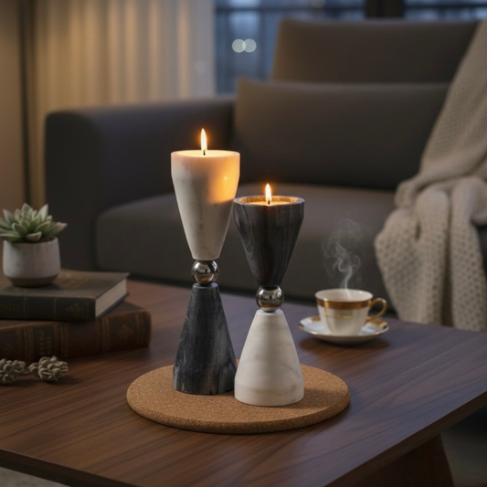 Handcrafted Inverted Marble Candle Stands