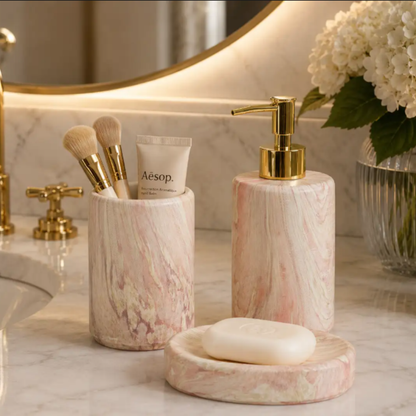 Refined Marble Aesthetic Luxe Bathroom Accesory