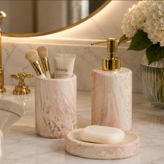 Refined Marble Aesthetic Luxe Bathroom Accesory