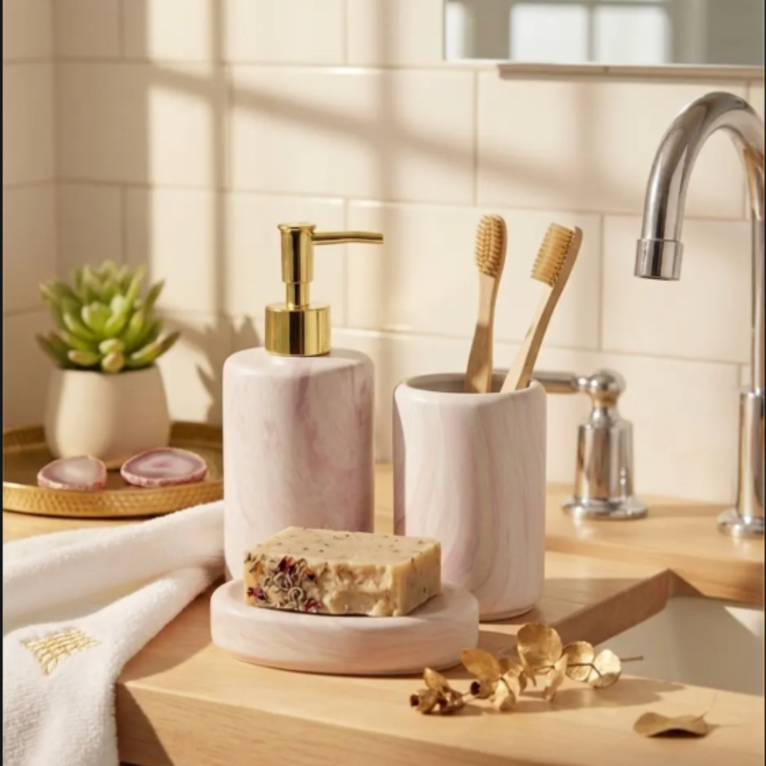 Refined Marble Aesthetic Luxe Bathroom Accesory