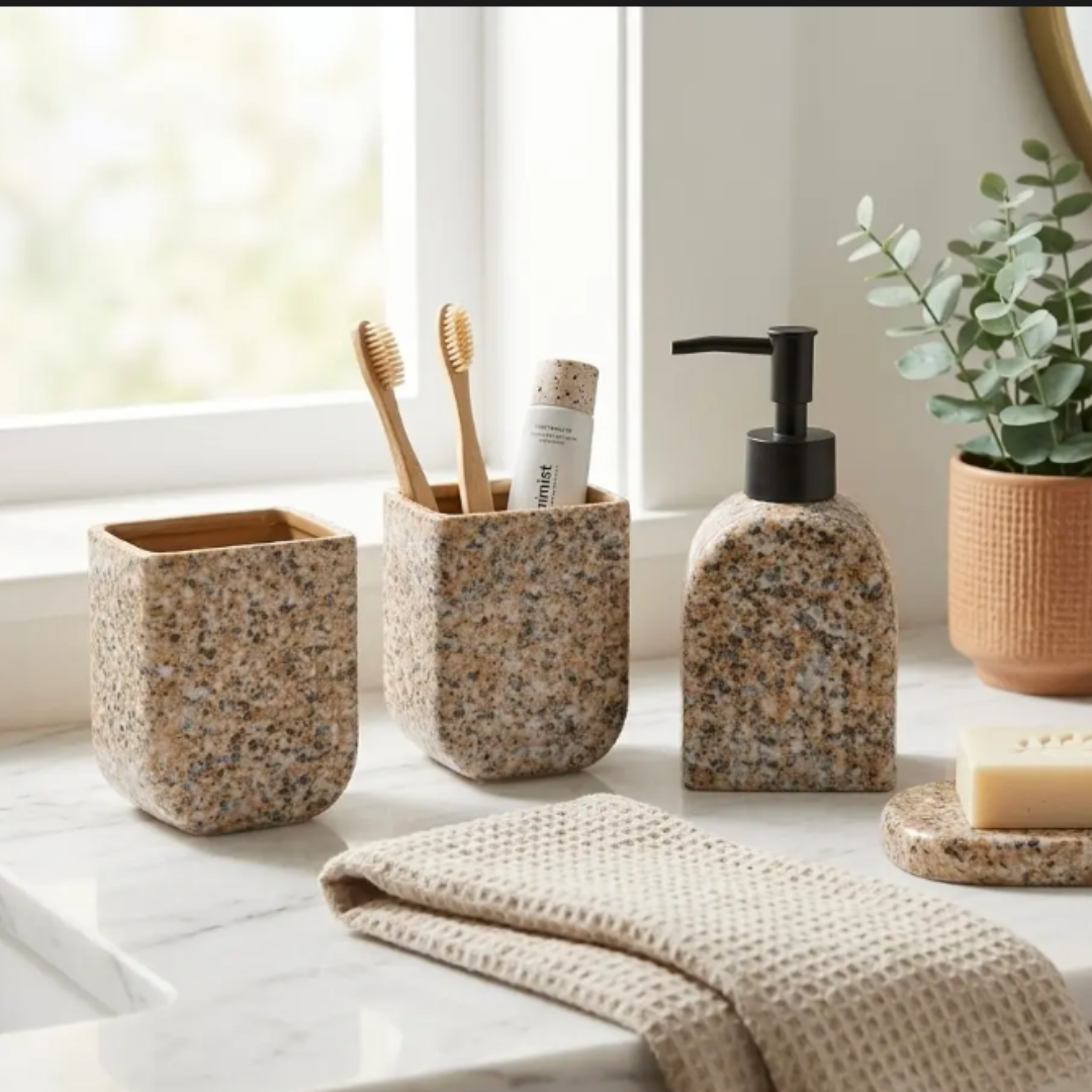 Granite Texture Luxe Bathroom Accesory