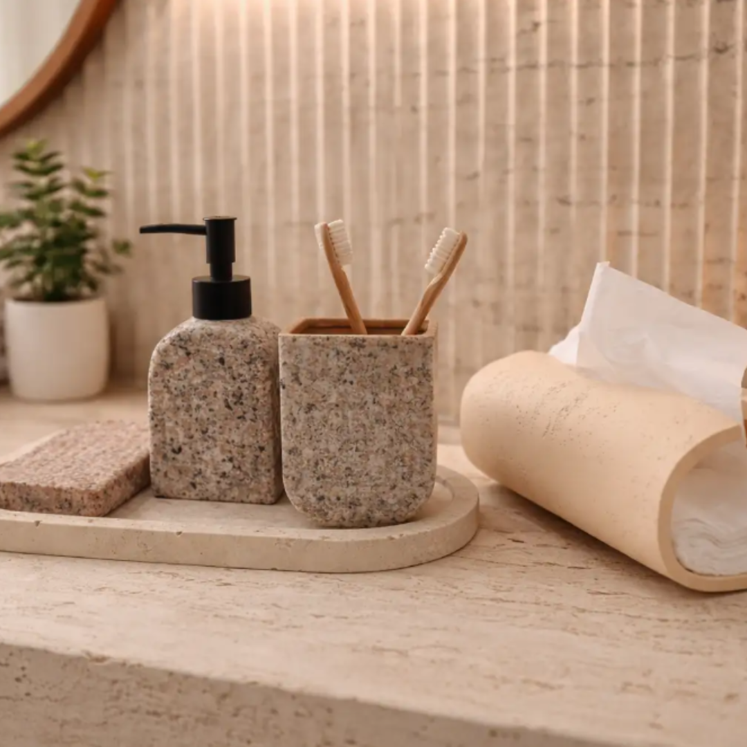 Granite Texture Luxe Bathroom Accesory