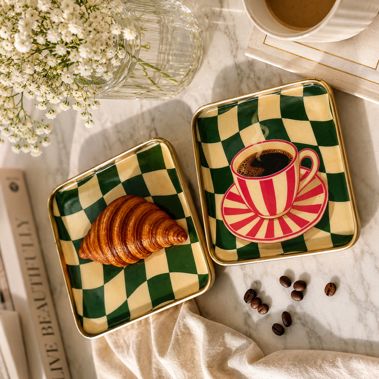Coffee and Croissant Print Tray