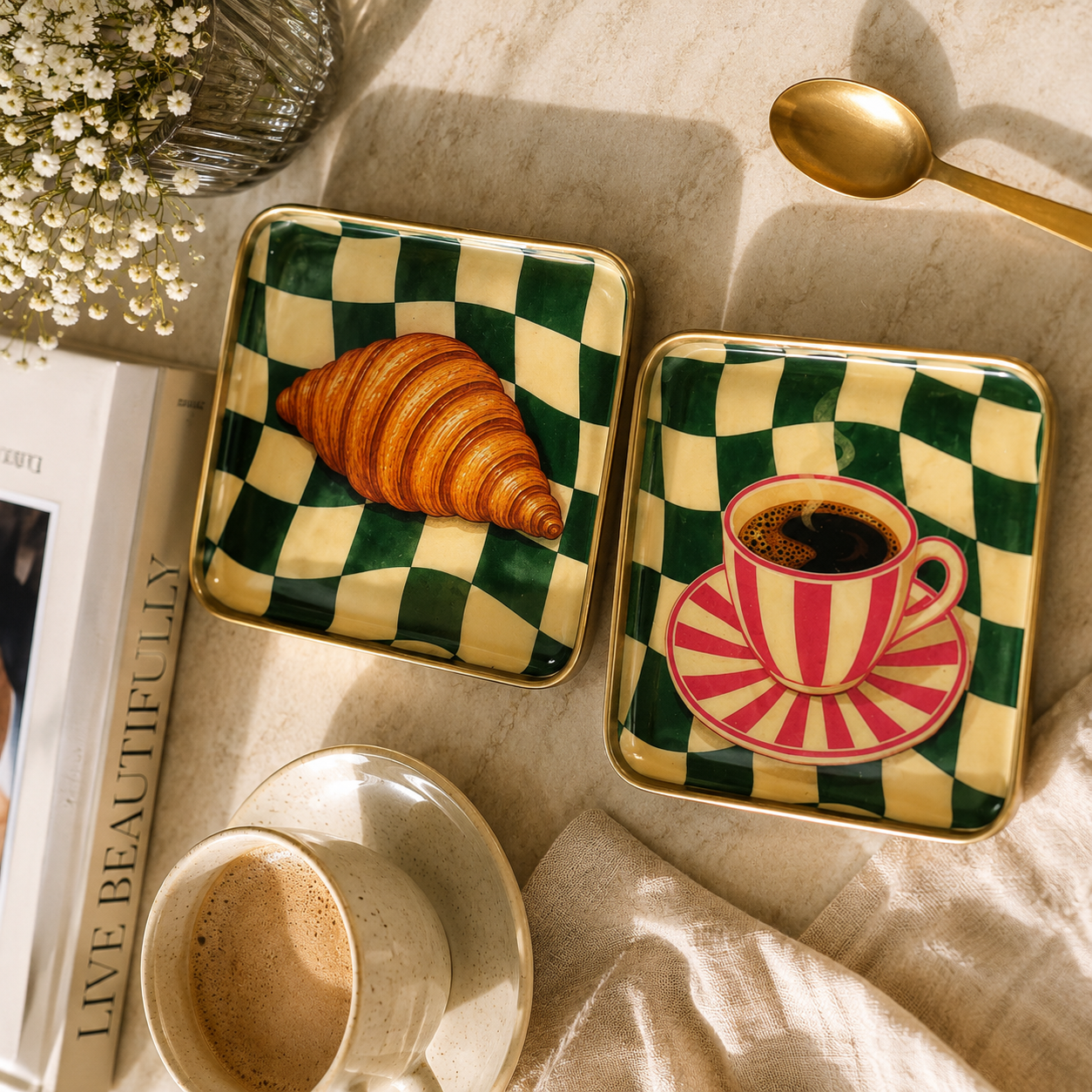 Coffee and Croissant Print Tray
