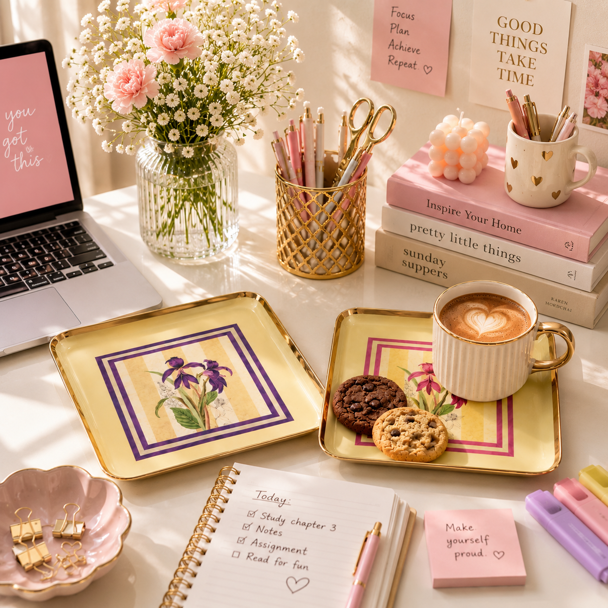 Pink/Purple Floral Print Tray