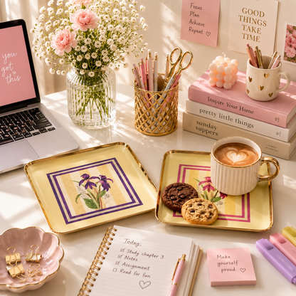 Pink/Purple Floral Print Tray
