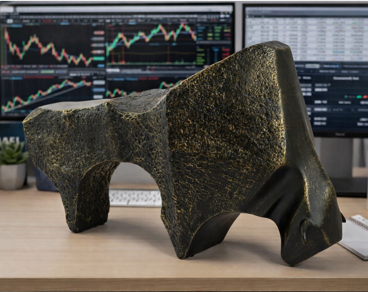 Abstract Charging Bull Desk Sculpture