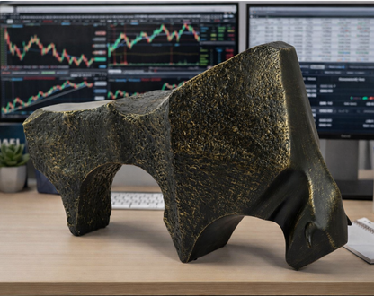 Abstract Charging Bull Desk Sculpture