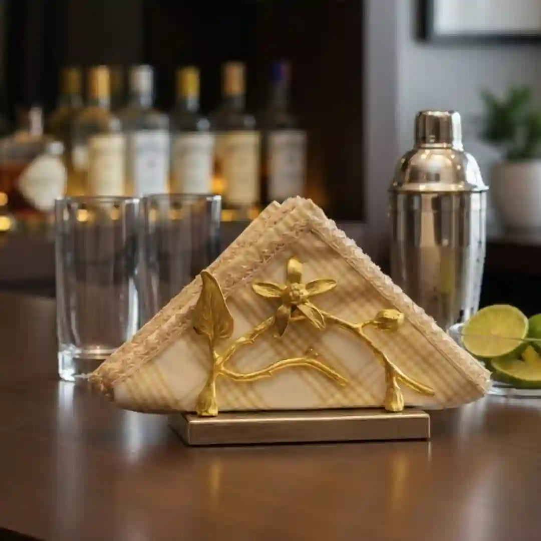 Luxury Gold Floral Napkin  Holder