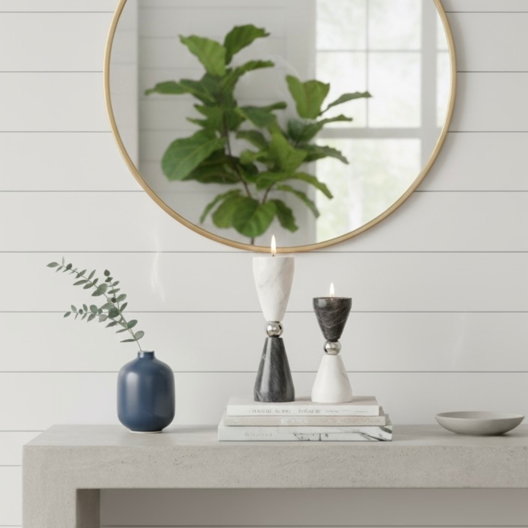 Handcrafted Inverted Marble Candle Stands